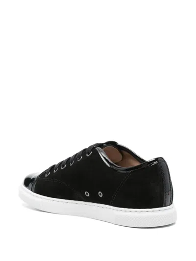 Lanvin Calf Suede Sneakers Metal Eyelet In Black