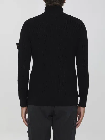 Shop Stone Island Turtleneck Sweater In Wool In Black