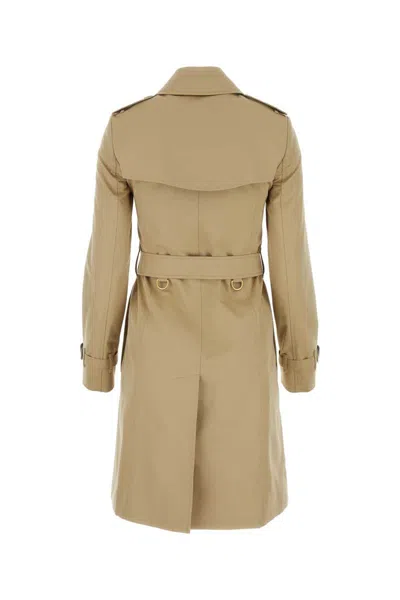 Burberry Cotton Double-breasted Short Trench Coat In Beige