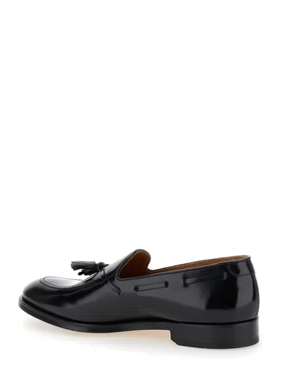Doucal's Black Slip-on Loafers With Tassel Detail In Smooth Leather Man In Black