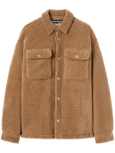 Palm Angels Camel Bear In Mind Overshirt In Camel Camel