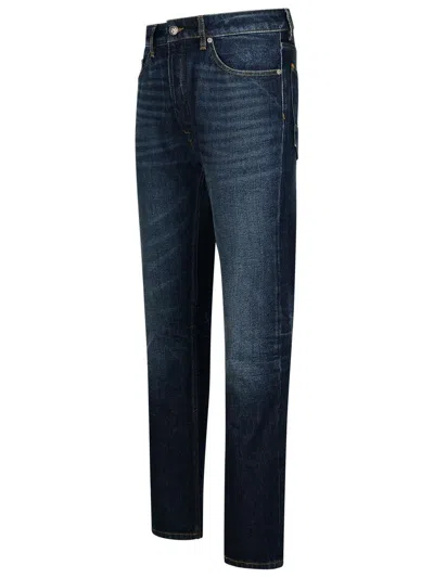 Palm Angels Belt Loops Faded Denim Trousers In Blue