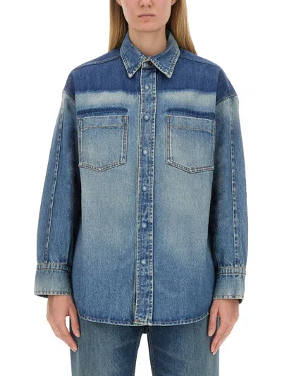 Victoria Beckham Women Camicia In Denim Schiarito In Blue