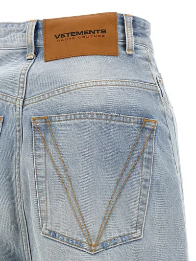 Shop Vetements 'destroyed Baggy' Bermuda Shorts In Blue