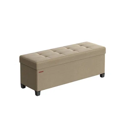 BREEBE 43" WIDE SMALL STORAGE OTTOMAN WITH LEGS CAMEL BROWN 