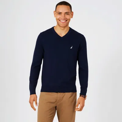 Nautica Mens Big & Tall Jersey V-neck Sweater In Blue