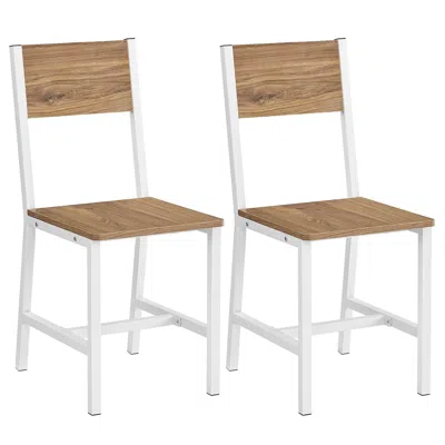 Breebe Dining Chair Set Of 2, Rustic Wood Chairs With Metal Steel Frame