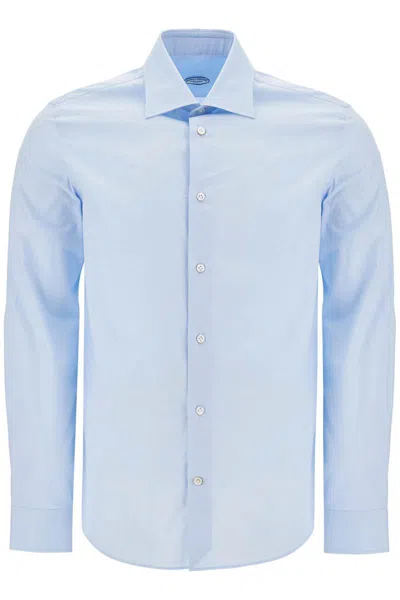 Shop Vincenzo Di Ruggiero Slim Fit Twill Shirt For Men In Blue