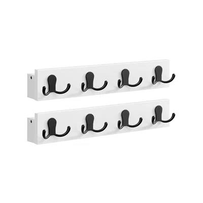 BREEBE SET OF 2 COAT RACKS WALL MOUNT WITH 8 DOUBLE METAL HOOKS 