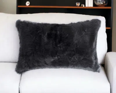 Homezia 12" X 20" Black Wool Throw Pillow