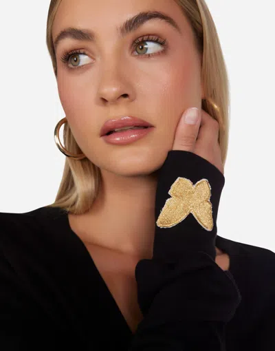 Lauren Moshi Camas Gold Butterfly Patches In Black