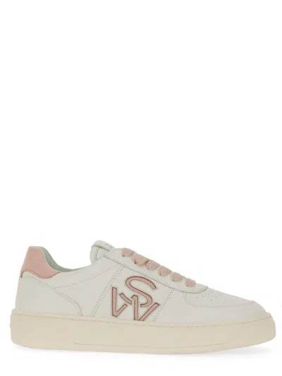 Shop Stuart Weitzman Sneaker With Logo In White