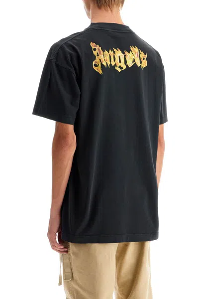 Shop Palm Angels 'burning Logo T-shirt In Black