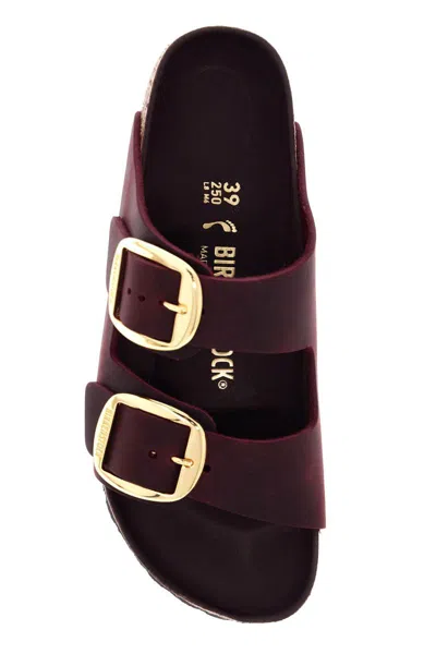 Shop Birkenstock Big Buckle Arizona Slides In Purple