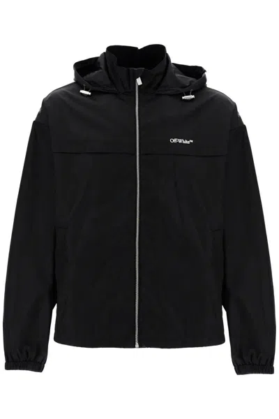 Shop Off-white Boxy Windbreaker Jacket With Hood In Black
