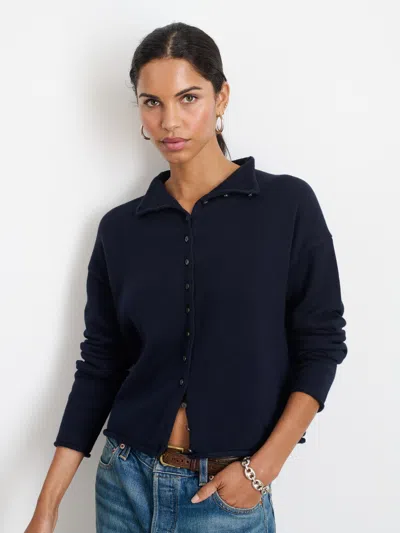 Alex Mill Taylor Rollneck Cardigan In Cotton Cashmere In Navy