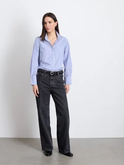 Alex Mill Val Shirt In Striped Poplin In Blue/white