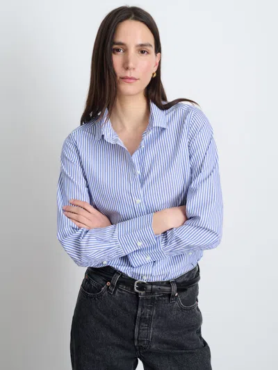 Alex Mill Val Shirt In Striped Poplin In Blue/white