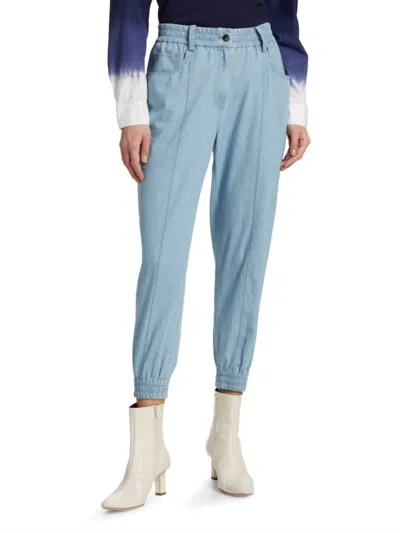 Derek Lam 10 Crosby Phoenix Jogger In Light Blue Chambray In Multi