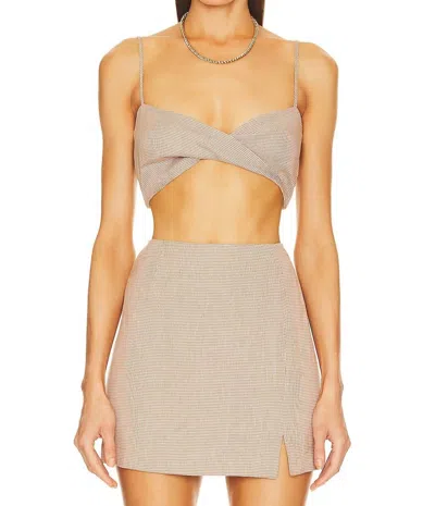 Matthew Bruch Twist Bandeau Crop Top In Rust Houndstooth In Multi