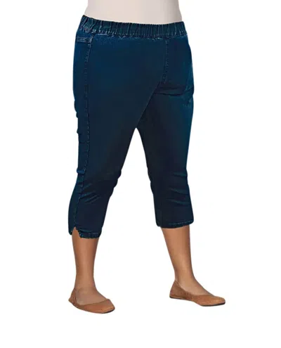 On The Plus Side Plus Size Premium Denim High Rise Crop Jegging In Medium Wash Denim In Multi