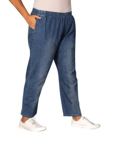 On The Plus Side Plus Size Relaxed Leg Premium Denim Jeans In Medium Wash Denim In Multi
