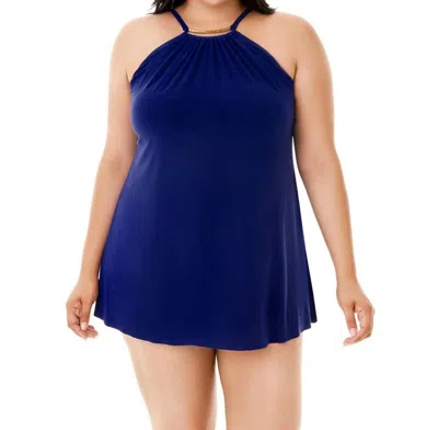 Magicsuit Plus Size Parker Underwire Swimdress In Blue In Blue