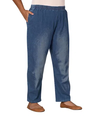 On The Plus Side Plus Size Premium Wide Leg Denim Jeans In Medium Wash Denim In Multi