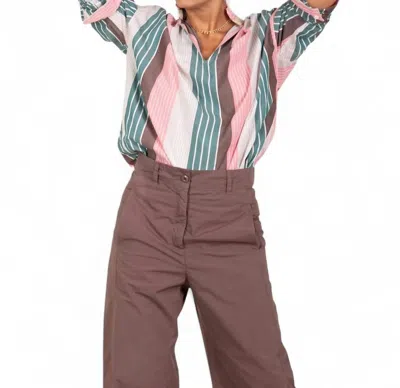 A Shirt Thing Penelope Long Sleeve Top In Carnation Stripe In Multi