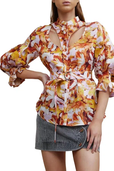 Acler Watson Shirt In Lilac Brush In Multi