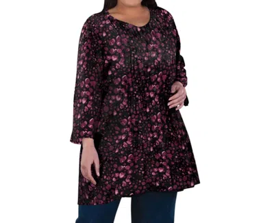On The Plus Side Aurora Pleated Tunic - Plus In Purple Dots In Multi