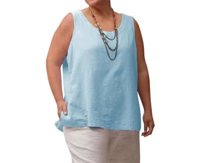 On The Plus Side Crinkle Cotton Sleeveless Top - Plus In Robins Egg In Multi