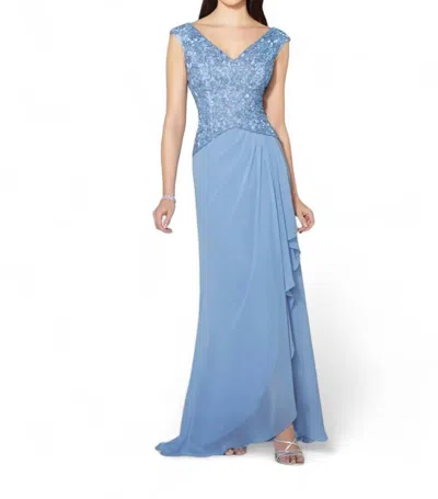 Cameron Blake Chiffon Slim A-line Gown In Periwinkle Blue In Multi