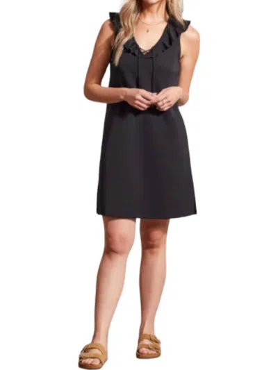TRIBAL FRILLED A-LINE DRESS IN BLACK 