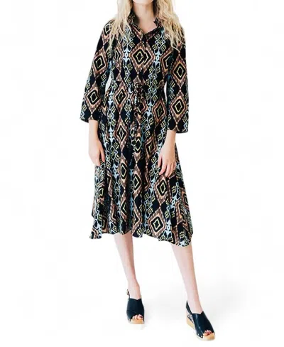 Never A Wallflower Kelli Dress In Black Ikat In Multi