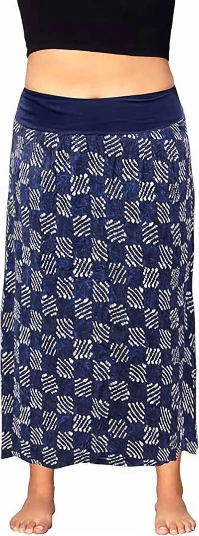 On The Plus Side Printed Maxi Skirt - Plus In Blue Tribal In Multi