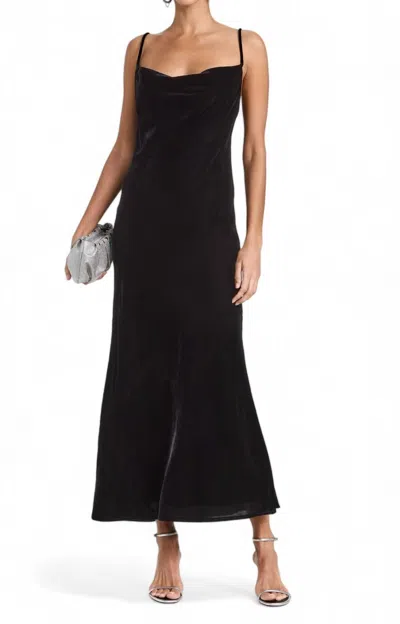 Rhode Jemima Velvet Dress In Black In Black