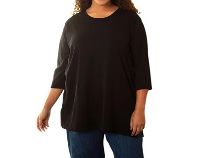 On The Plus Side Jersey U-neck Short Sleeve Tee - Plus In Blueberry In Black