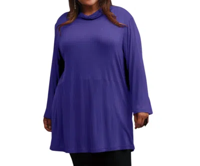 On The Plus Side Cowl Neck Turtleneck Tunic - Plus In Blueberry In Blue