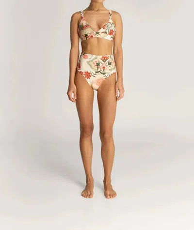 Encantadore Rose Bikini Bottom In Tropico In Beige