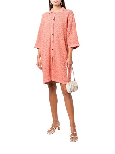 Mr Mittens Lace Shirt Dress In Burnt Coral In Multi