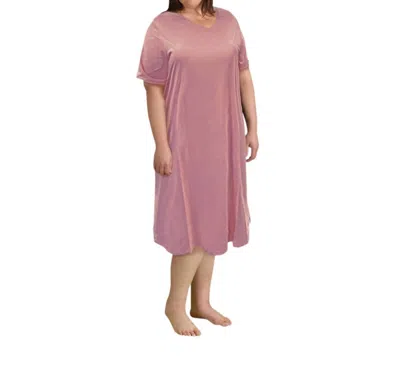 On The Plus Side Cotton Ultra Soft Short Sleeve Sleep Tee - Plus In Dusty Rose In Multi