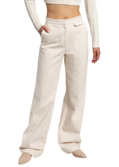 Matin High Rise Slim Pants In Natural In White