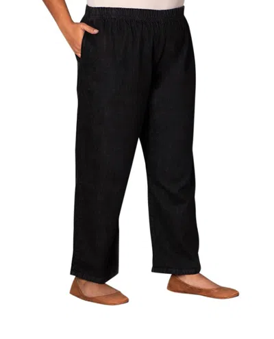 On The Plus Side Plus Size Wide Leg Denim Jeans In Black In Black