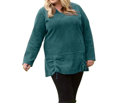 On The Plus Side Channel Islands Chenille Long Sleeve Rayanne Sweater - Plus In Island Blue In Multi