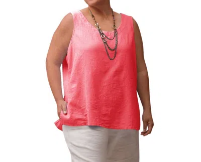 On The Plus Side Crinkle Cotton Sleeveless Top - Plus In Blush Coral In Multi