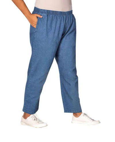 On The Plus Side Plus Size Premium Relaxed Leg Denim Jeans In Light Wash Denim In Multi