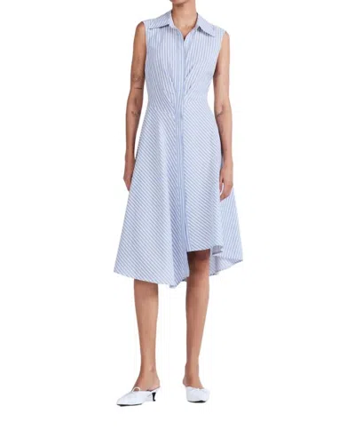 Derek Lam 10 Crosby Themis Striped Sleeveless Shirtdress In Blue