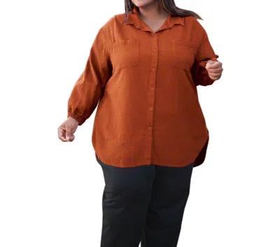 ON THE PLUS SIDE LONG SLEEVE BUTTON UP SHIRT - PLUS IN AUTUMN GLAZE 