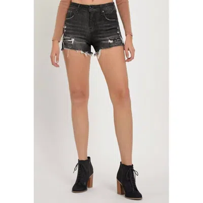 RISEN MID RISE PATCHED SHORT IN BLACK 